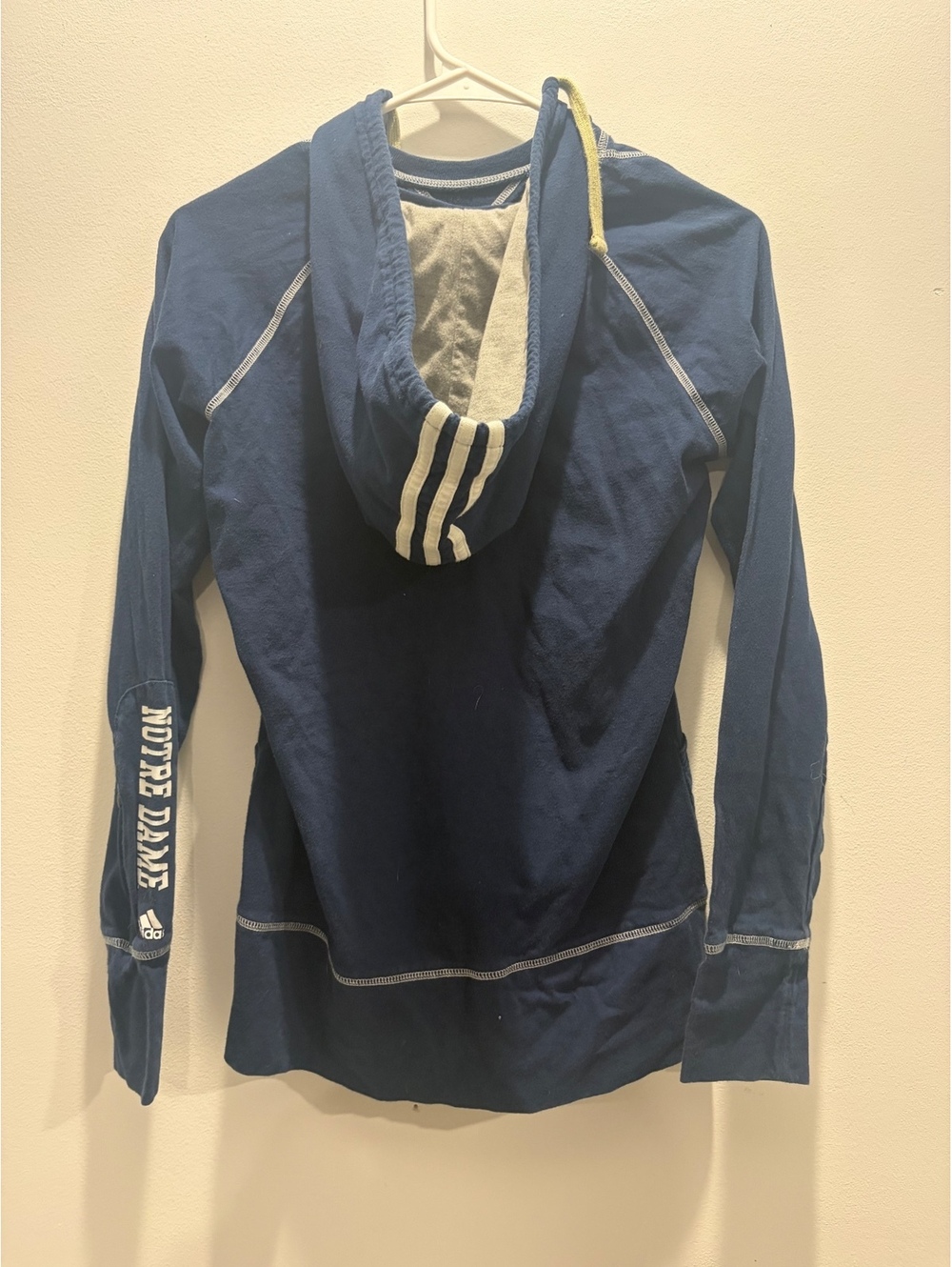 adidas Notre Dame Fighting Irish Hoodie Womens Medium Navy Blue Lightweight